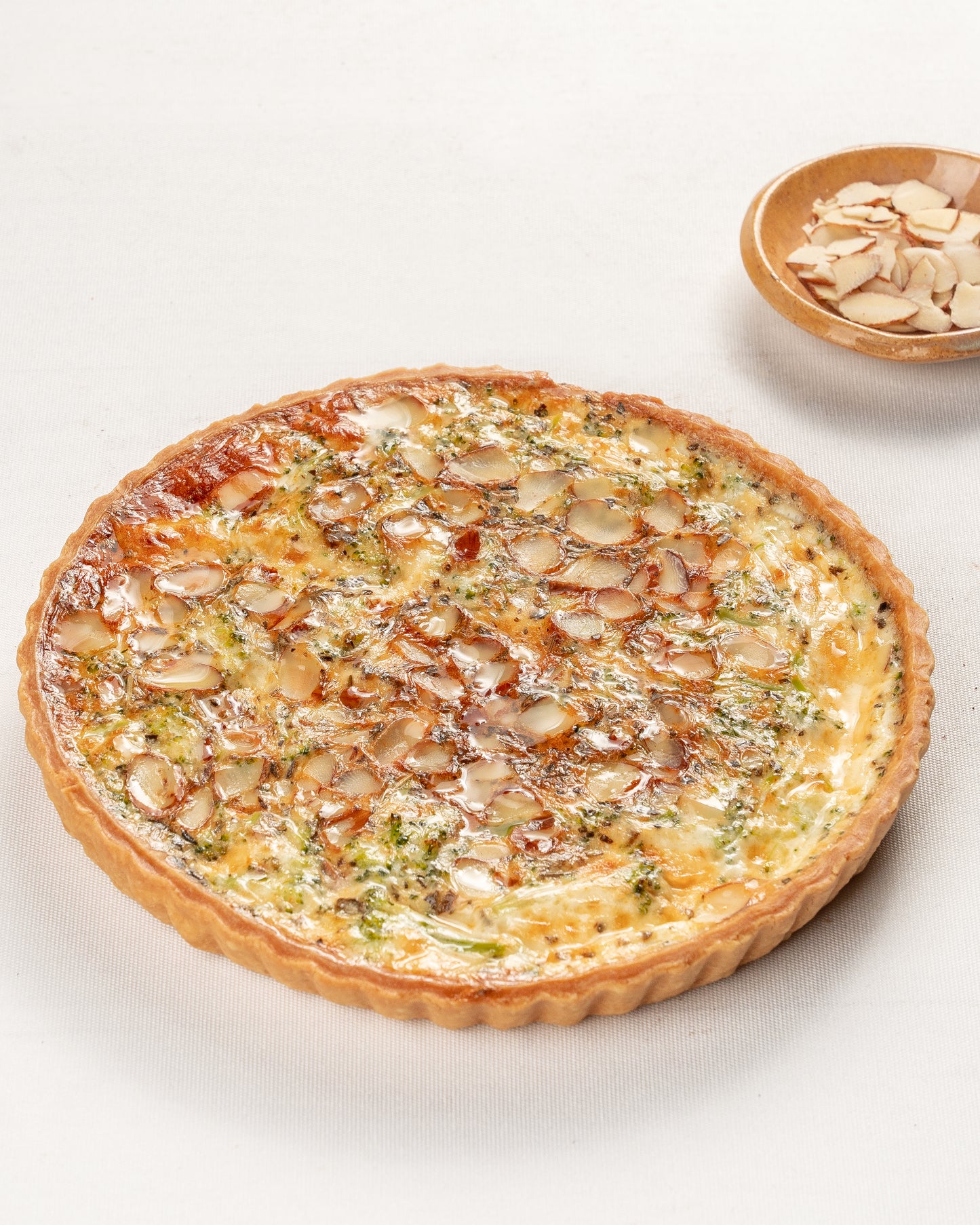 Broccoli, Almond and Cheddar Quiche