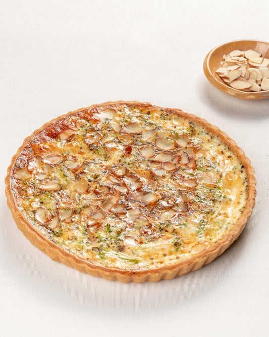 Broccoli, Almond and Cheddar Quiche